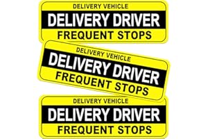 NIMONA Delivery Driver Magnet for Car - 3-Pack Caution Frequent Stops Removable Set - Reflective Delivery Magnetic Car Door Sign - Weather-Resistant 11.8 x 4 inch (Delivery Driver yellow 3 pack)