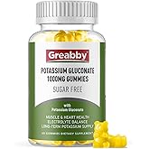 Potassium Gluconate 1000 mg Gummies, Electrolyte Gummies Sugar Free for Women & Men Adults, Support Muscle Cramps & Heart Health, Chewable Potassium Supplement, Vegan Source, 60 Count