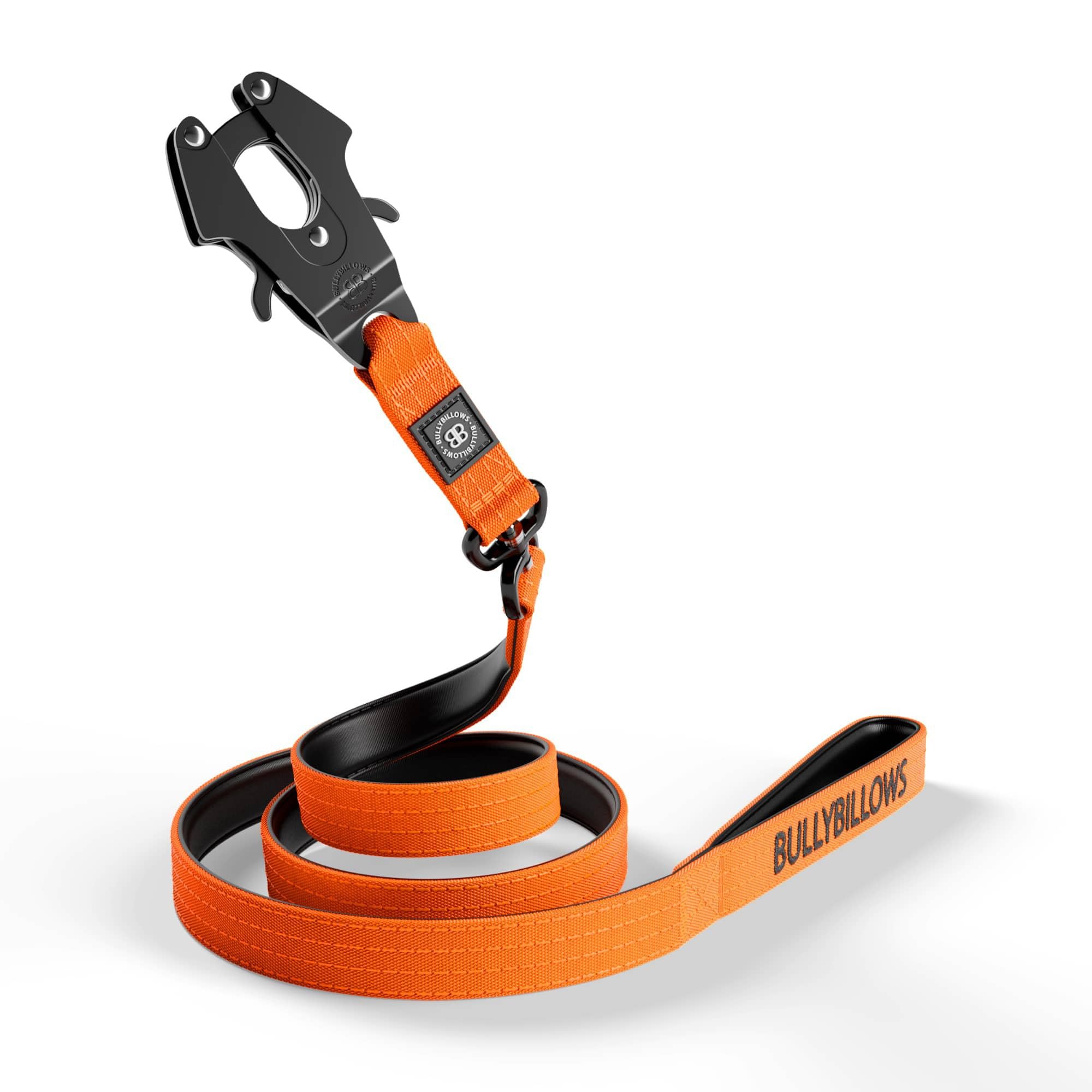 BullyBillows Anti-Tangle Swivel Combat Dog Lead | Padded Handle For Easier Walks | Anti Tangle & Pressure Tested Dog Lead | Suitable For All Dog Breeds - Orange