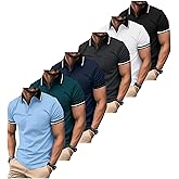 ZITY 6 Pack Men Polo Shirts Short Sleeve with Pocket Wicking Shirts for Men Casual Collared T-Shirts 8.3 Per Piece