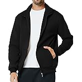Men's Fleece Full Zip Up Sweatshirt Casual Lightweight Long Sleeve Mock Neck Jackets with Pocket