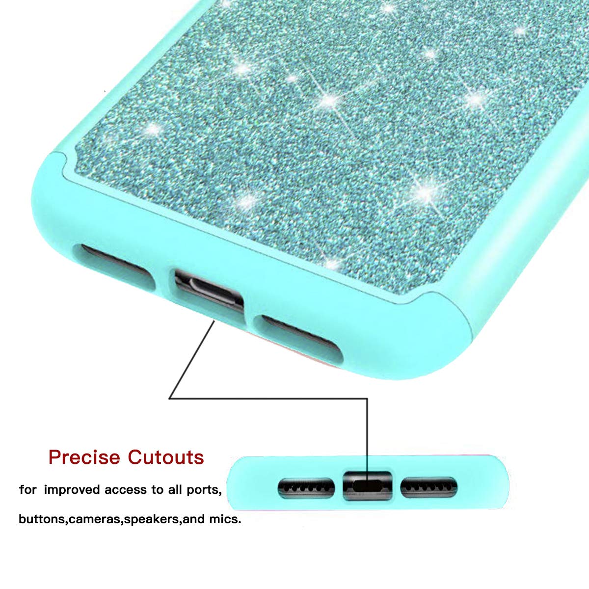 Miituuele Galaxy S10 Plus Case, Glitter Case Sparkle Bling, Shining Heavy Duty Protection Dual Layer Hybrid Protective Armor Hard Cover Girls Women Cute Case for Samsung Galaxy S10 Plus (Green)