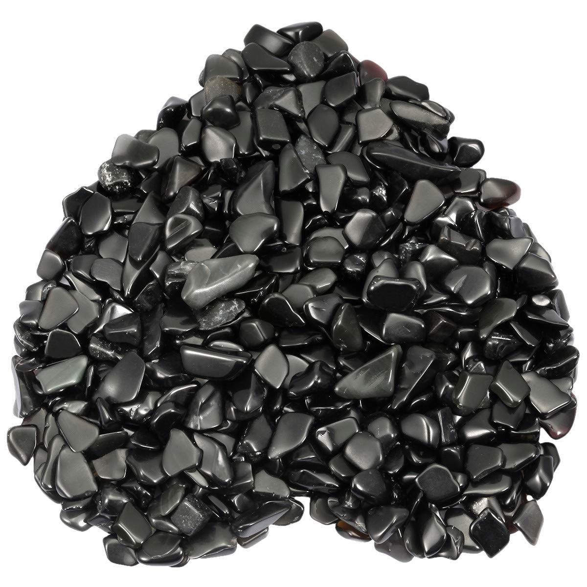 Nupuyai 1 lb Tumbled Obsidian Crystal Chips Stone, Crushed Irregular Shape Healing Reiki Crystal Stone for Home Decoration