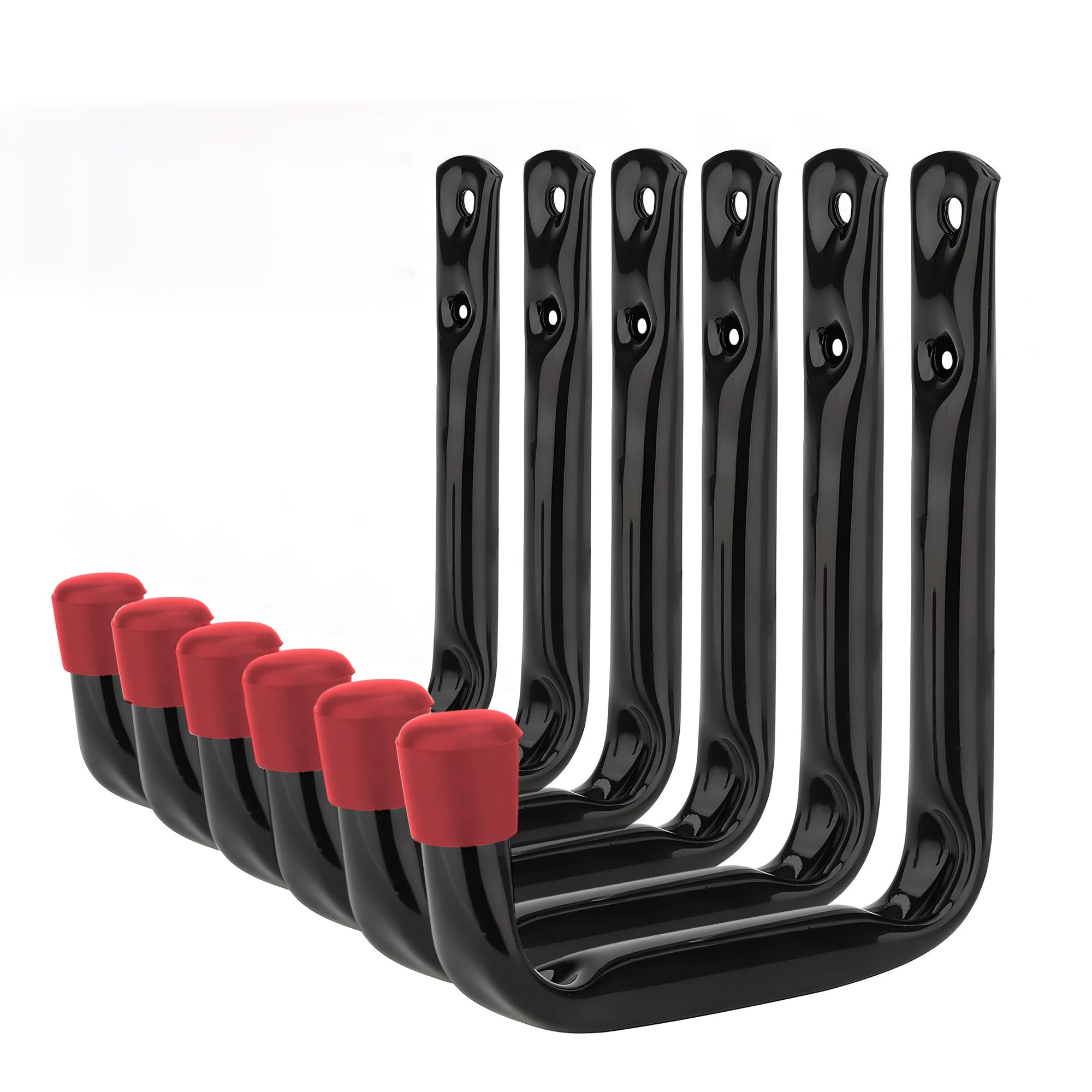 onesto Pack of – 6 Utility Hook Set Garage Storage | 120 X 80mm Large Hooks for Hanging | Black Powder Coated Utility Hooks for Shed Organiser, Garage Storage, Garden Tools, Bikes, Ladders