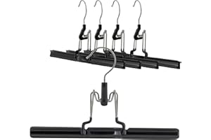 Mawa by Reston Lloyd Non-Slip Space-Saving Clothes Hanger with Clamp for Pants & Skirts, Style M/26, Set of 5, Black