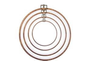 ZUAOOZ 4 Pcs Round Embroidery Hoops Set-Decorative Cross Stitch Hoop Ring Imitated Wood Display Frame-Circle Hand Embroidery Kits for Art Craft Sewing (4 Different Size)