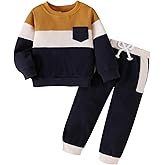 Toddler Boys Clothes Long Sleeve Patchwork Sweatshirt Pullover Tops Casual Pocket Pants Fall Winter Outfits 2-6 Years