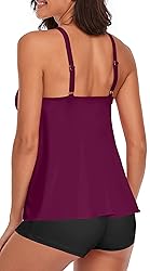 Omichic Women's Loose Tankini Top with Boyshorts