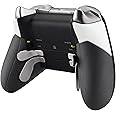 eXtremeRate Rubberized Grip Parts for Xbox Elite Controller, White Replacement Right Left Side Rails Rear Handle Grips, Back Panels Accessories Kits for Xbox One Elite Controller (Model 1698)
