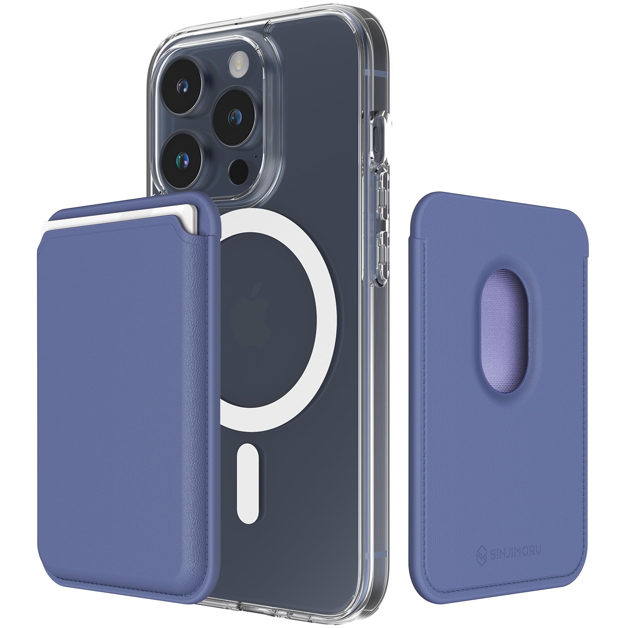 Sinjimoru Magnetic Card Wallet, Premium Vegan Leather Phone Wallet for MagSafe 3-Card Holder Compatible with iPhone 16 Plus Pro Max 15 14 13 12 Series. M-Viica Lavender