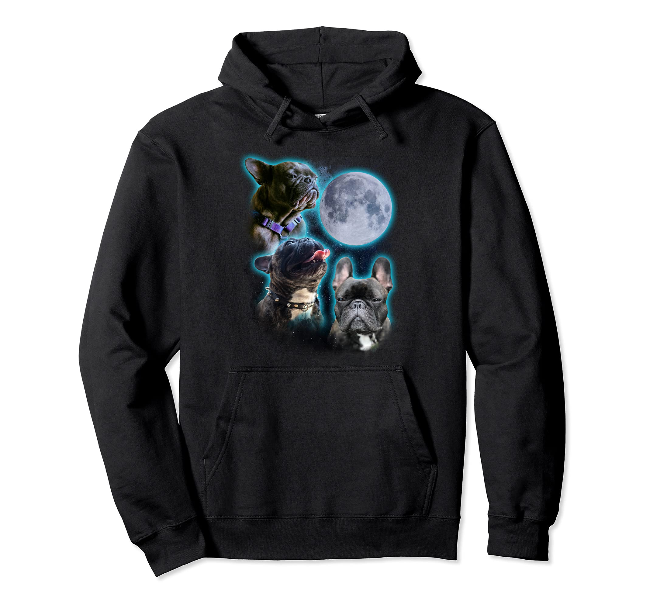 Three frenchie moon Pullover Hoodie