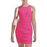 EXARUS Girls Bodycon Dresses Teen Ruched Pencil Tween Sleeveless Dress Cocktail Summer Dance Party Casual for 8-14Y