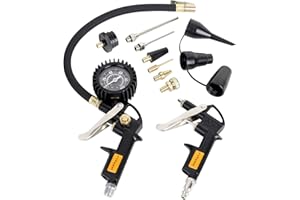 FYPower 10 Pieces Heavy Duty Air Compressor Accessory Kit, 100PSI Tire Inflator with Gauge, Air Blow Gun and Air Nozzles, 1/4" NPT Air Tool Kit