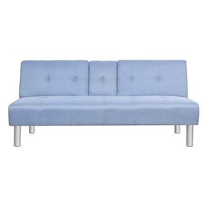Uberlyfe Modern Lancaster Fabric Futon Sofa Bed Fold Up And Down Recliner Couch With Desk Holder Sky Blue Amazon In Home Kitchen