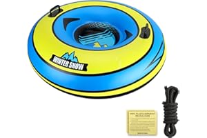 QWAKAY Snow Tube Sled for Kids Adults - Snow Tubes for Sledding Heavy Duty - Large Inflatable Sleds Tube with Towable Rope - Inner Tube Sledding for Winter Outdoor Sport
