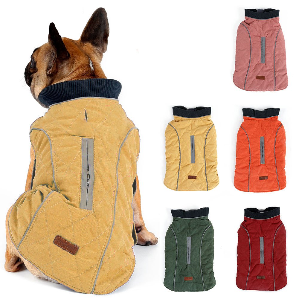 TFENG Reflective Dog Jacket, Dog Coat Warm Padded Puffer Vest Puppy Raincoat with Fleece, 6 Color and Size XS To 3XL