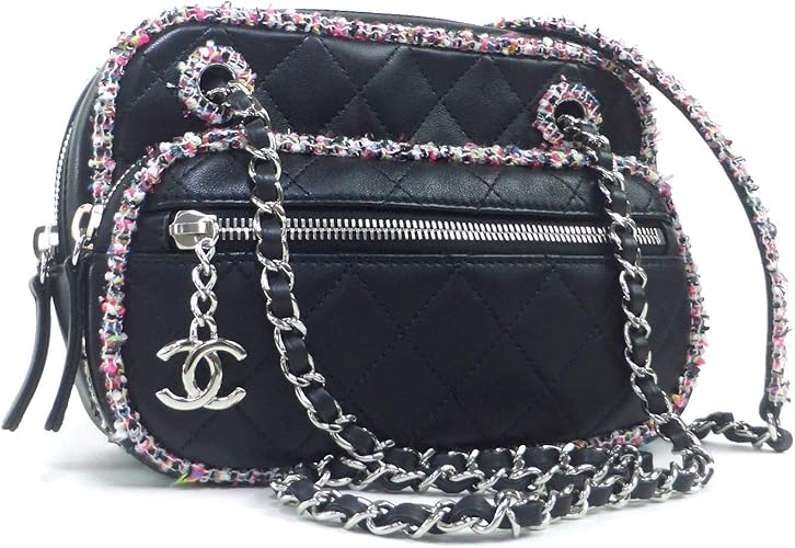 Amazon シャネル チェーンショルダー バッグ マトラッセ ツイード ココマーク ブラック 並行輸入品 ショルダーバッグ