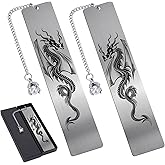 Berirexrion Dragon Metal Bookmark Gift - 2 PCs Cool Bookmarks for Reading Men Boys Fantasy Novel Dragon Lovers Readers Book Marks Pendant Bookish Students School Supplies Book Club Christmas Birthday