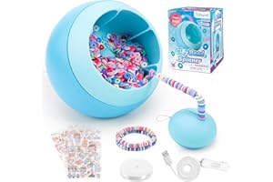 Tilhumt Bead Spinner for Jewelry Making, Clay Beads Spinner for Necklaces Maker, Electric Bead Spinners Bracelet Maker Machine with Beginner Friendly Positioning Mat, Gift for Craft Lovers, Blue