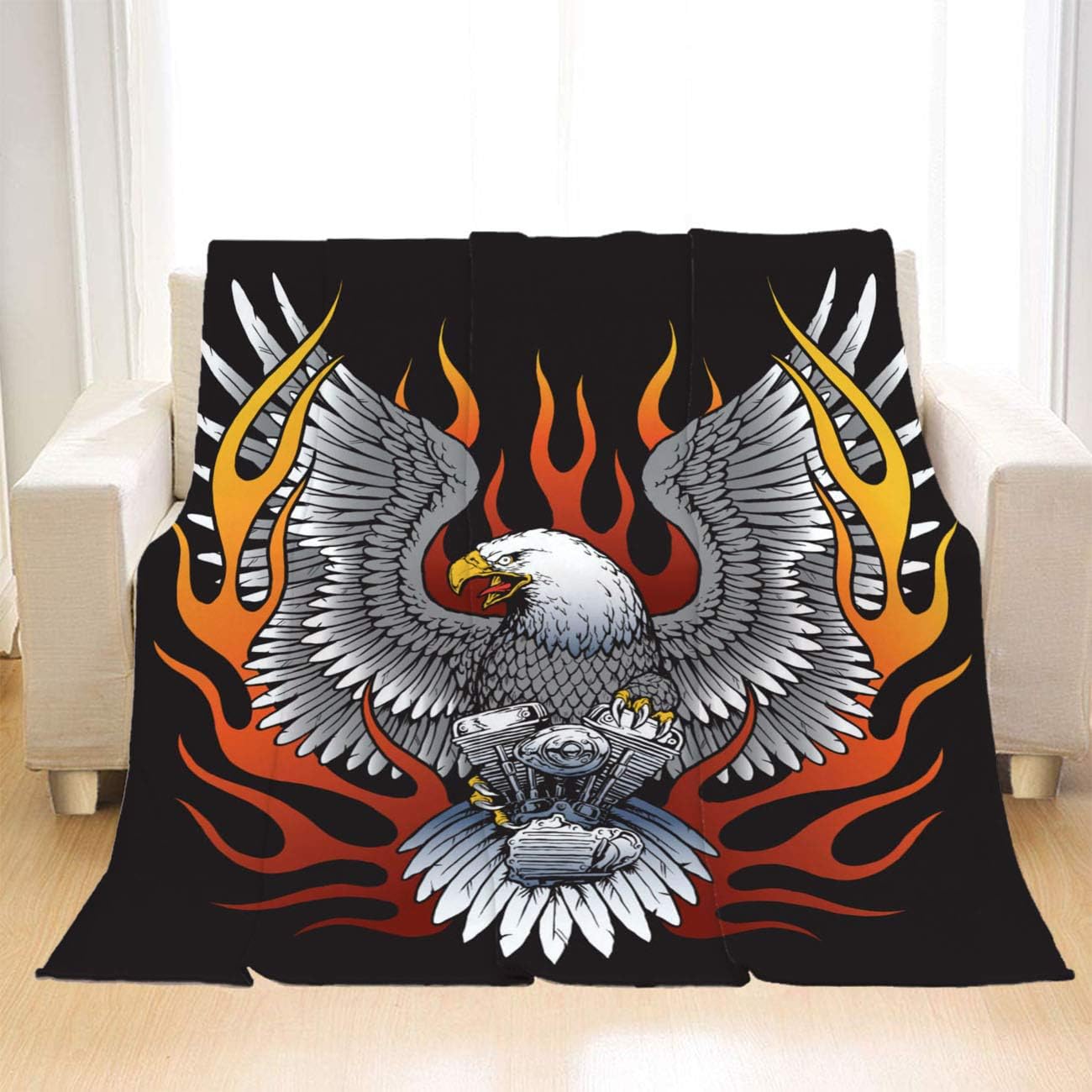 OTTOSUN Motorcycle Blanket Luxury Super Soft Throw Blanket Holding Motorcycle Engine with Flames Lightweight Warm Blanket for Bed Couch Sofa Outdoor Travel,Baby Size: 31Wx47L Inch: Home & Kitchen