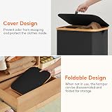 Lifewit 100L Laundry Basket with Lid Bamboo Handles Removable Bag Black view 8