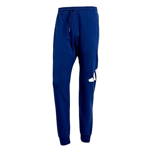 adidas Mens Essentials Big Logo French Terry Sportswear Pants, Dark Blue/White, Large