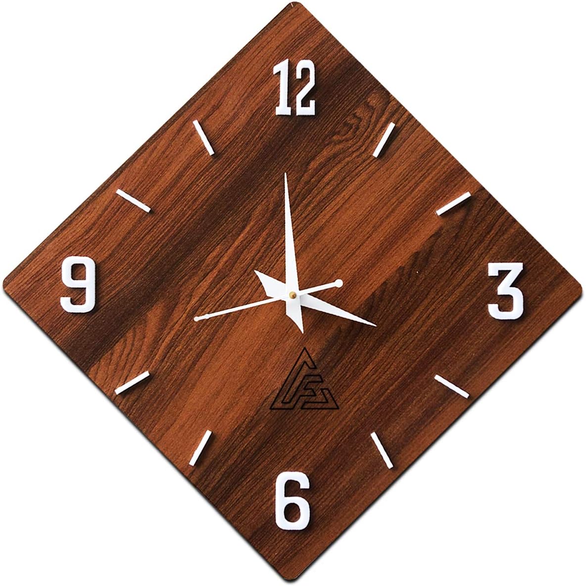 Buy Sculpture Wooden Square Decorative Analog Wall Clock Ticking (29cm