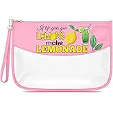 Lemon Lover Gifts for Women Fruit Lover Inspirational Quote Makeup Bag for Women Friends Motivational Birthday Christmas Graduation Gifts for Her Mom Clear Cosmetic Pouch Zipper Toiletry Bag
