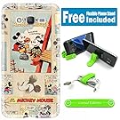 [Ashely Cases] For Samsung Galaxy J7 (2015 Released) Cover Case Skin with Flexible Phone Stand - Disney Mickey Mouse Old Cartoon