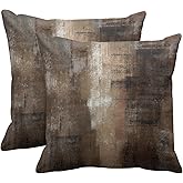 Britimes Throw Pillow Covers Modern Home Art Decor, 18 x 18 Inches Set of 2 Abstract Oil Painting Pillowcases for Bedroom, Living Room, Cushion Couch Sofa, Brown Grey Beige