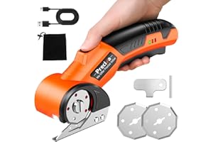 PRECIVA Cordless Electric Cutter 3.6V Rechargeable Fabric Cutting Tool with 2 Blade, 380 Brushed Motor, Cuts Fabric, Leather, Carpet, PVC, Cardboard and More, Includes Charger Cable & Storage Bag