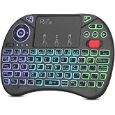 Rii X8 Mini Keyboard,BT+2.4G Dual Mode Portable Keyboard for HTPC/IPTV | 2.4G+Bluetooth,RGB Backlit,Rechargeable,with Multi T