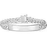 Mens 925 Sterling Silver Miami Cuban ID Bracelet - 9MM 10.5MM Link 8, 9 Inch Silver Bar - Cuban Style