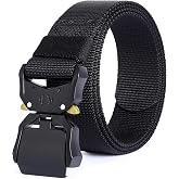 YiwerDer Nylon Belts for Men, Military Hiking Rigger 1.5" Work Belt with Heavy Duty Quick Release Buckle - Black