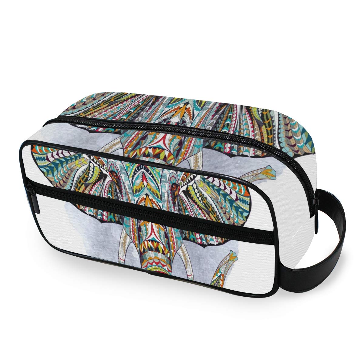 SLHFPX African Tattoo Elephant Portable Travel Toiletry Bag Cosmetic Organizer for Men Women Multifunctional Bathroom Shower Shaving Bags 10 Inches Girls