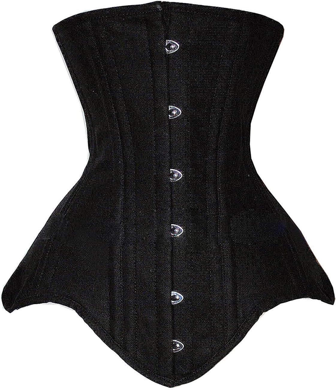 DeepTwist Women's Waist Training Corset Long Torso Double Steel Boned Edwardian Heavy Duty Underbust Cincher