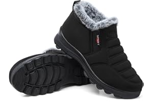 SHIBEVER Womens Snow Boots Ankle Booties Waterproof Winter Boots Synthetic Leather Side Zip Fashion Boots