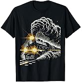 Steam Engine Train Vintage Locomotive Conductor Men Boys Kid T-Shirt