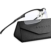 ANYLUV Blue Light Glasses for Men Sport Style Half-Rim Glasses Carbon Fiber Frame Gaming Computer Glasses Anti Eye Strain