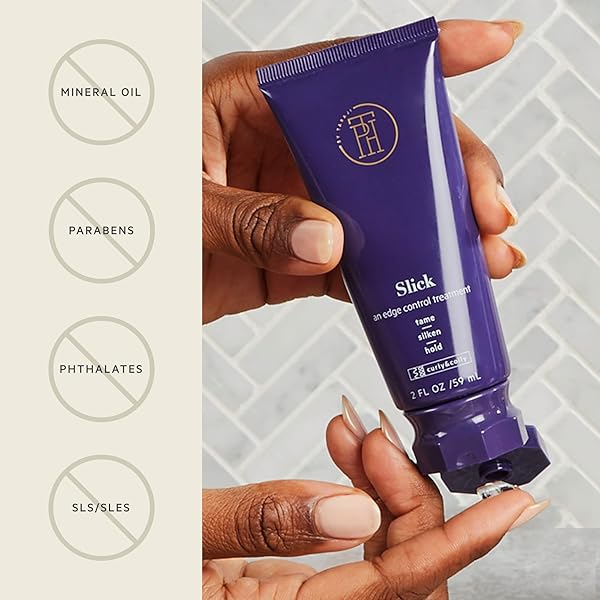 TPH BY TARAJI SLICK EDGE CONTROL TREATMENT WITH CASTOR OIL | SILKY STYLE CREAM FOR COILY & CURLY HAIR EDGES, BABY HAIRS | CRUELTY-FREE, VEGAN FOR BLACK HAIR, WOMEN & MEN, 2 FL OZ