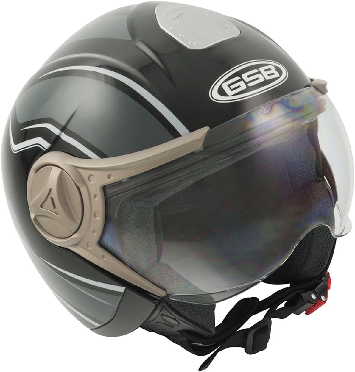 GSB Open Face Motorcycle Scooter Racing Helmet G247 Graphic Black XL