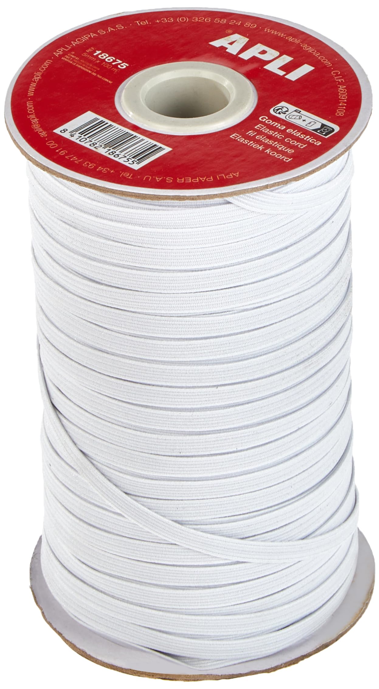 APLI 18675 5mm x 100m White Multi-Purpose Flat Bungee Cord (Ideal for Crafts)