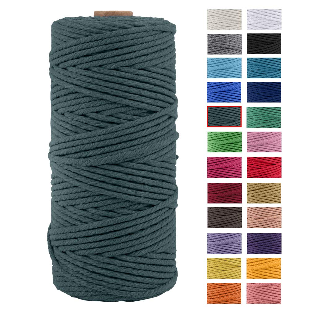 JeogYong Macrame Rope, Thick Natural Cotton Yarn, 4 Ply Macrame Rope for Wall Hangers, Hangers, DIY, Home Decorations, Gift Wrapping 3mm x 109Yards (Dark Green)
