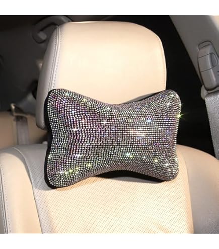 2 PCS Bling Car Seat Belt Covers - Sparkly Leather Shoulder Pads With Rhinestones, Universal Fit (Black)