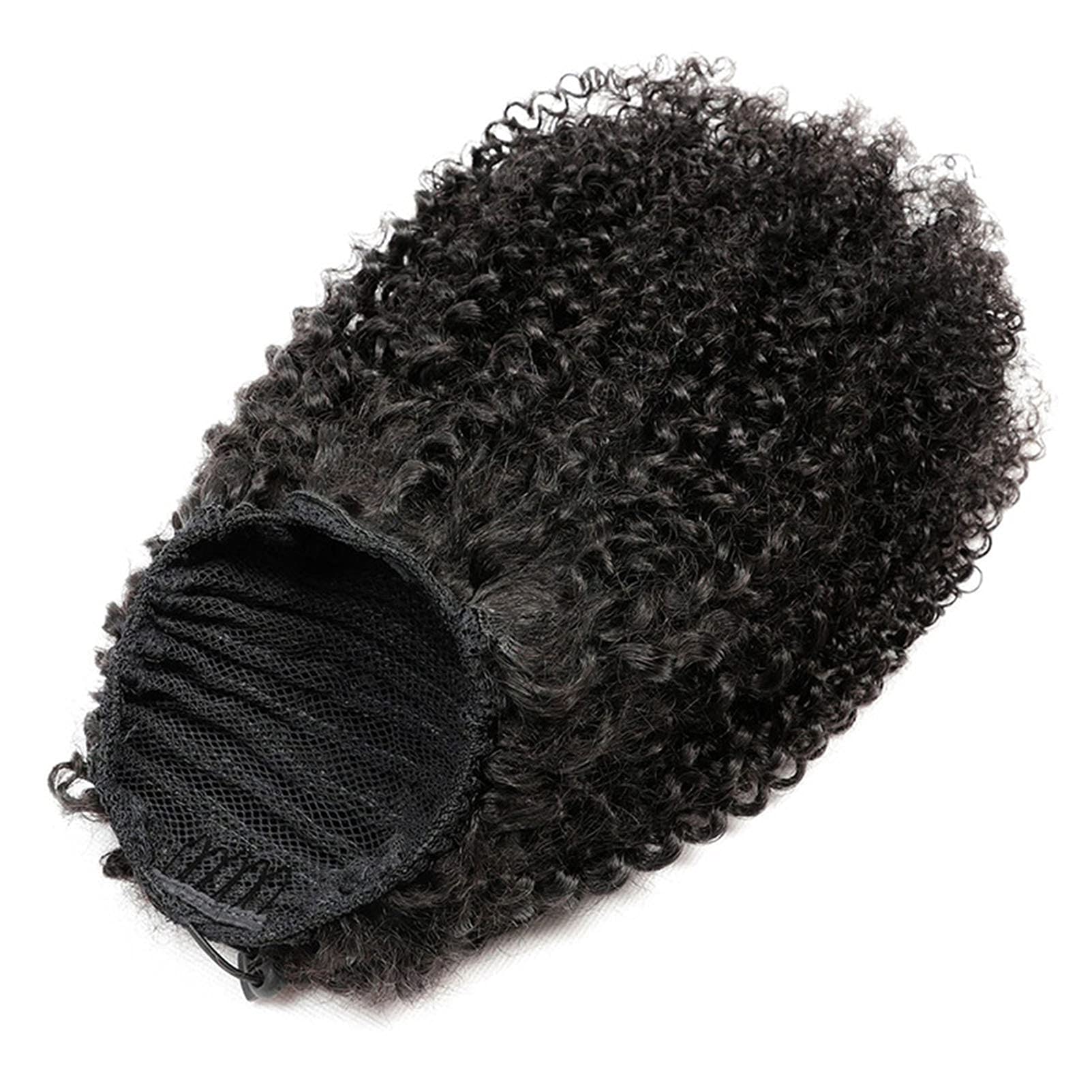 Aiokrtse Ponytail Extension Human Hair Afro Kinky Curly Clip in Drawstring Ponytail Hair Pieces for Women Natural Color 10 inches