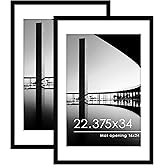PEALSN 22.375 x 34 Poster Frame Set of 2, Display Pictures 20 x 30 with Mat or 22.375 x 34 without Mat, Poster Frames 22.375 