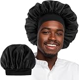 WLLHYF Silk Bonnet Men Women Satin Sleep Cap Elastic Band Black view 8