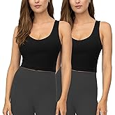 90 Degree By Reflex 2 Pack Workout Tank Performance Medium Support Longline Top with Built-in Bra