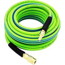 YOTOO 1/4" X 25' Hybrid Air Hose (300 PSI) With Fittings & Bend Restrictors - Lightweight, Kink Resistant, All-Weather For Compressors & Tools (Orange)