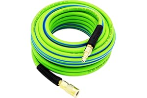 YOTOO Hybrid Air Hose 1/4-Inch by 50-Feet 300 PSI Heavy Duty, Lightweight, Kink Resistant, All-Weather Flexibility with 1/4-Inch Industrial Air Fittings and Bend Restrictors, Green+Blue